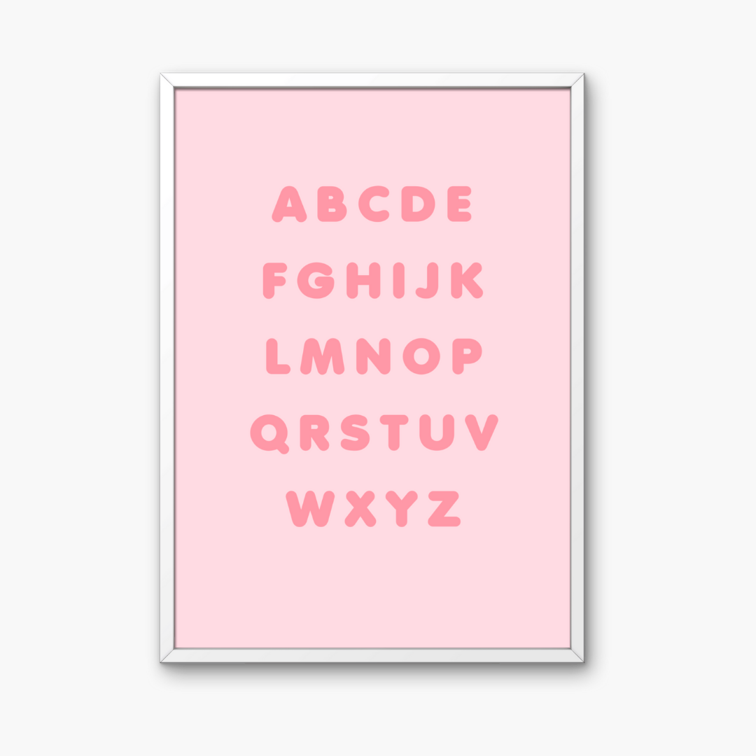 Alphabet Art Print - Pink