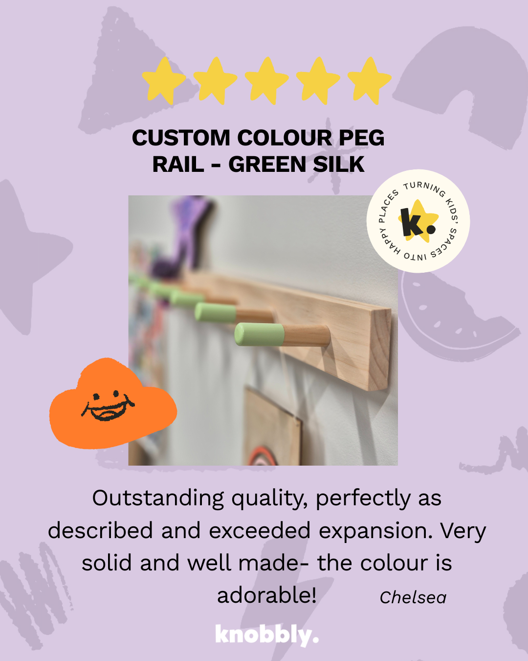 Colourful Kids Peg Rail - 5 Hooks | You choose the colours!