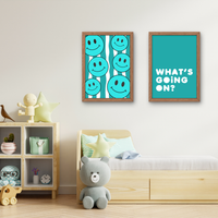 Bright Blue Smiley Face Art Print