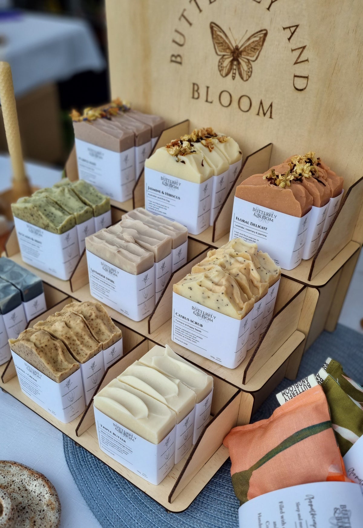 Custom 3-Tier Soap Display Stand with Dividers | Branded Retail Market Shelf