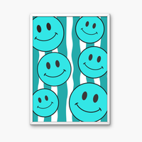 Bright Blue Smiley Face Art Print