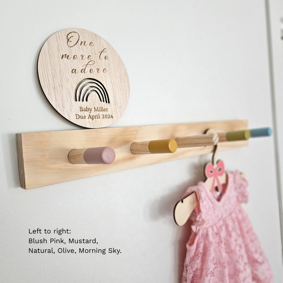 Colourful Kids Peg Rail Timber Peg Rail Wall Hooks for Kids