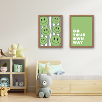 Green Smiley Face Art Print