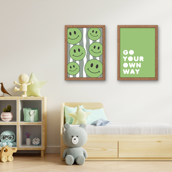 Green Smiley Face Art Print