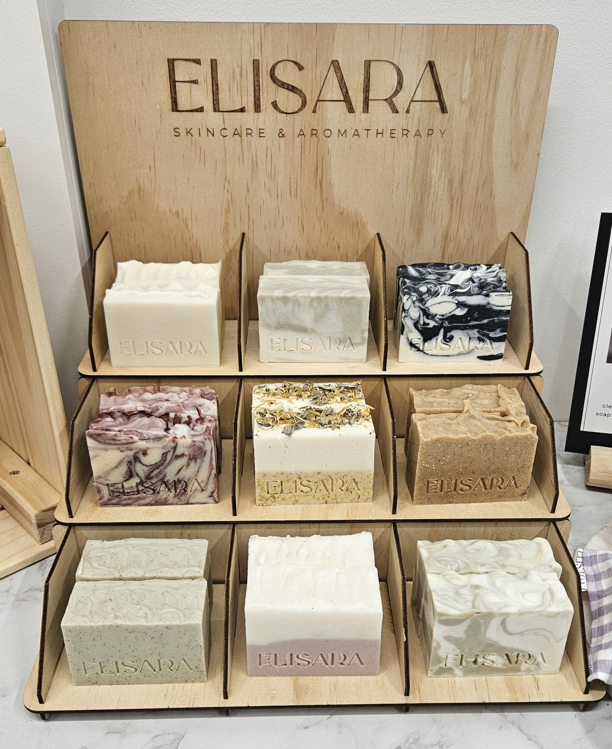 Custom 3-Tier Soap Display Stand with Dividers | Branded Retail Market Shelf
