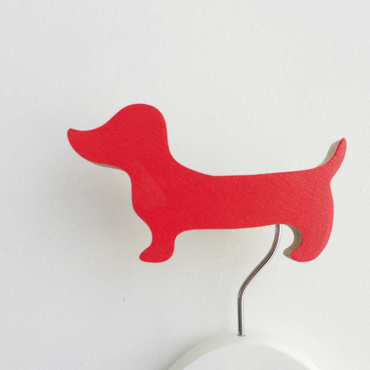 knobbly. dachshund wall hook red