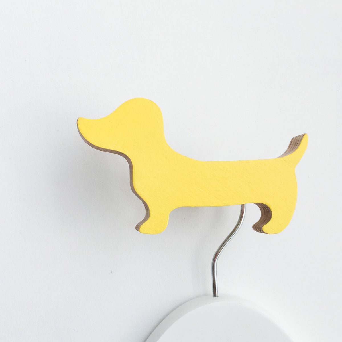 knobbly. dachshund wall hook yellow