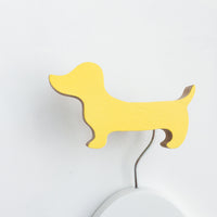 knobbly. dachshund wall hook yellow