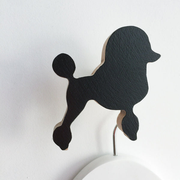 knobbly. french poodle wall hook black