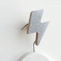 knobbly. lightning bolt wall hook silver glitter