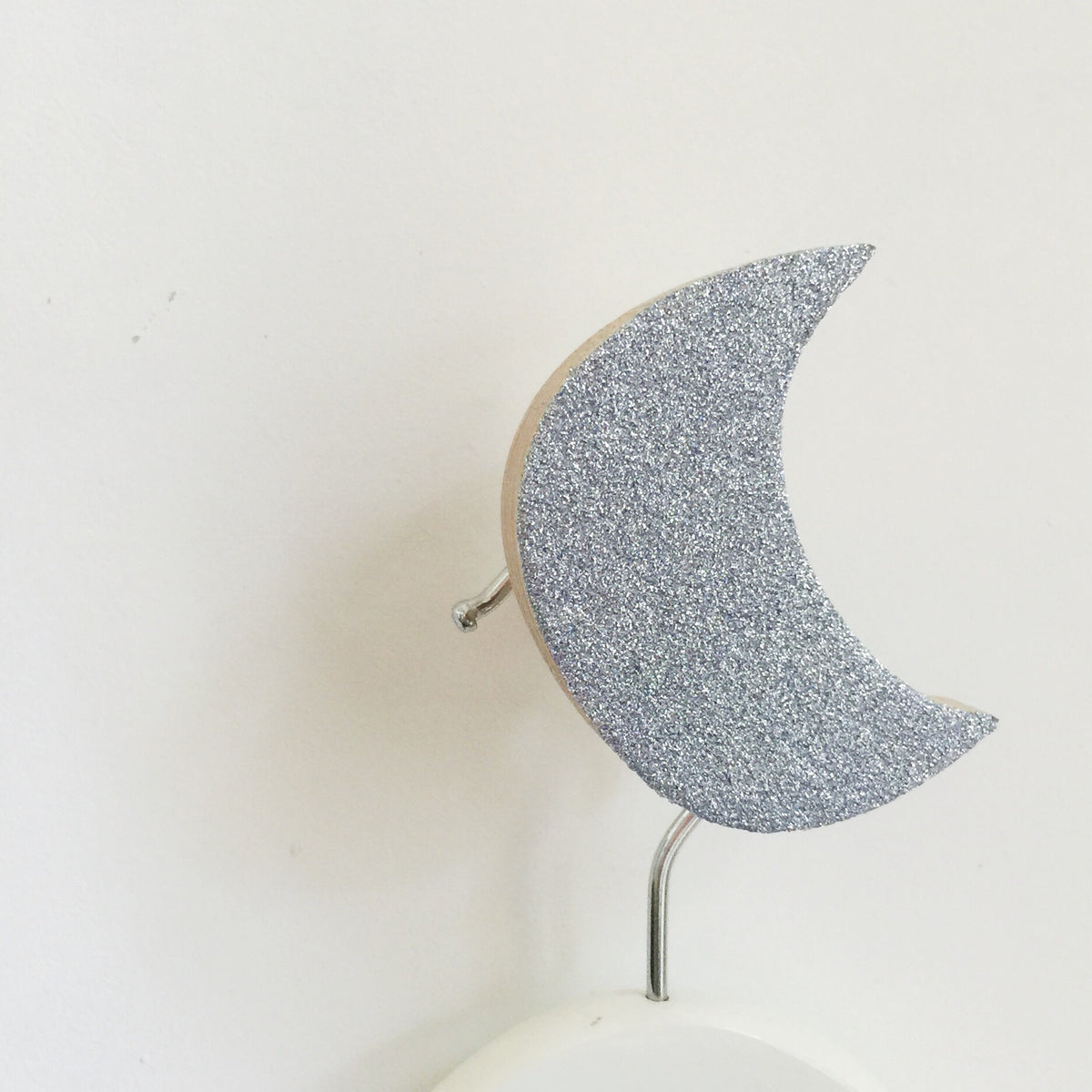 knobbly. Moon Wall Hook - Silver Glitter