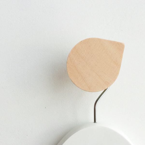 knobbly. teardrop wall hook natural birch